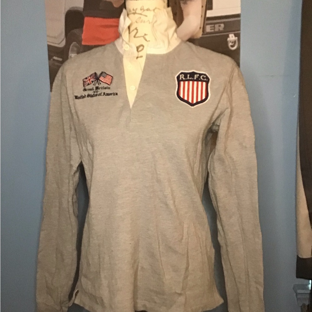 RALPH LAUREN GREY LONG SLEEVE BUTTON UP